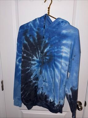 Blue Tie-Dye Hoodie Sweatshirt